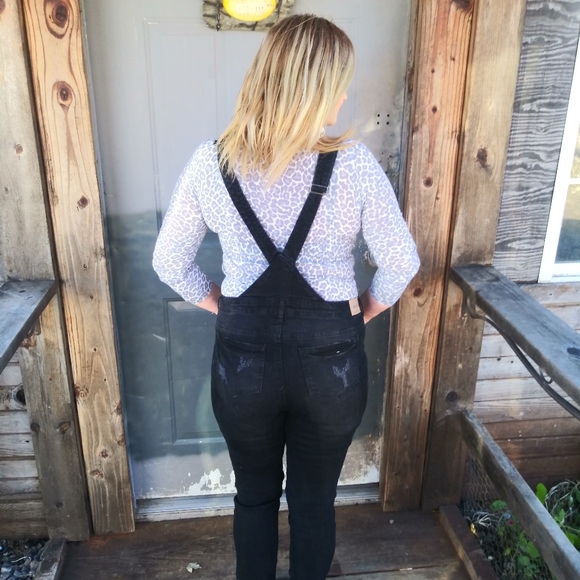 Overall black distress skinny jeans🔥 fla$h🔥 - Picture 8 of 8